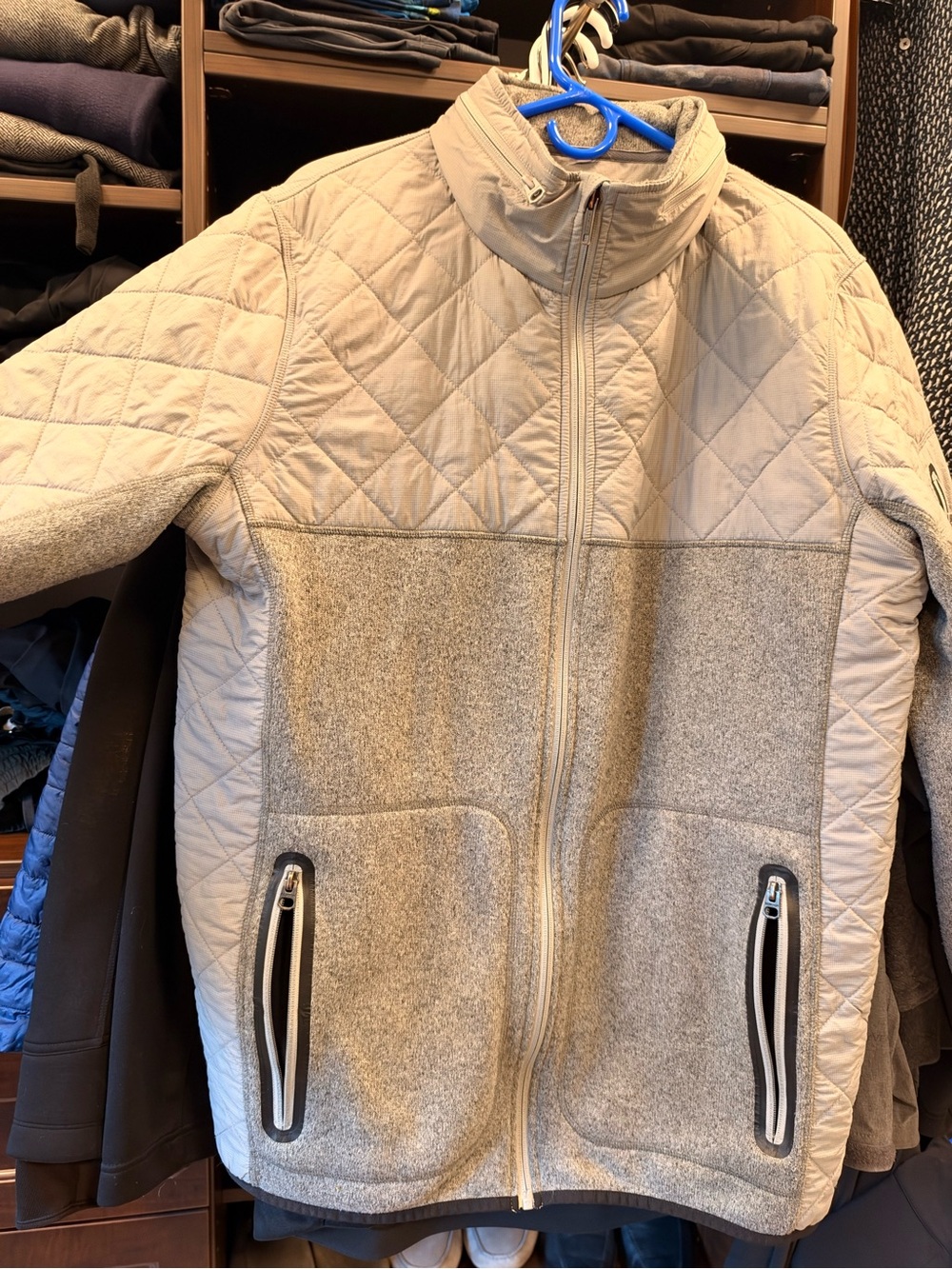 Burton Light Gray Quilted & Fleece Hybrid Jacket